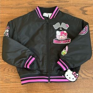 Hello Kitty Girls Bomber Jacket Size 6/6x Black Full Zip Sanrio